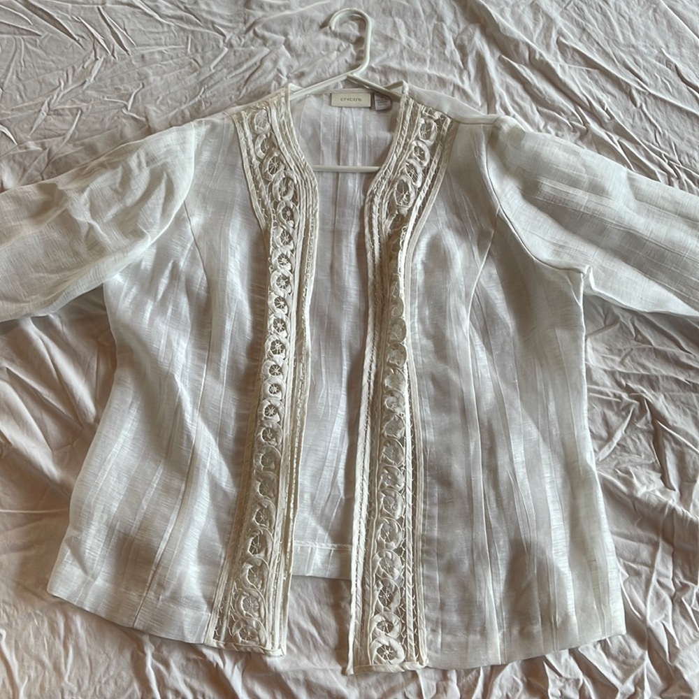 Chicos White cover up sweater